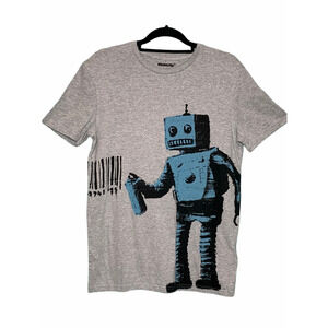 Brandalises Elevenparis Banksy Robot Print Gray T-Shirt XS